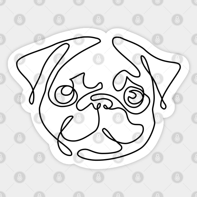 Two Line Pug Sticker by huebucket